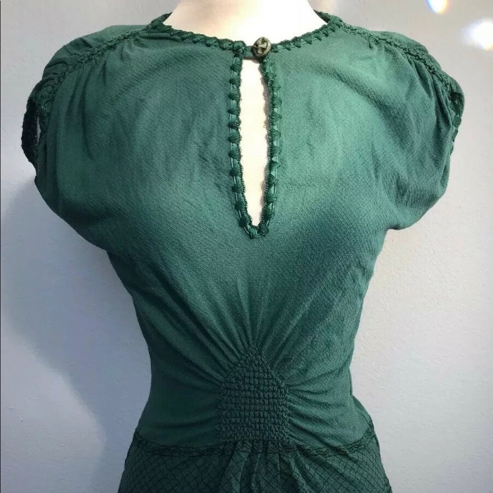 YVES SAINT LAURENT Rive Gauche Green Blouse Small